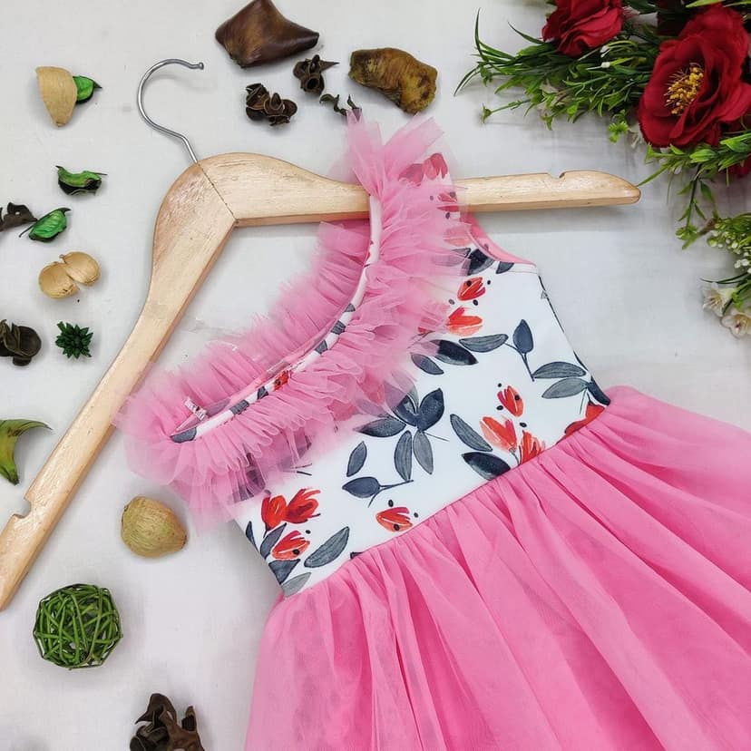 Buy & Try Girl's Modal Printed Frock Mini Length Short Frocks Dress. view 7