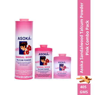 Asoka Sandalwood Talcum Powder Pink Combo Pack 405 Gms