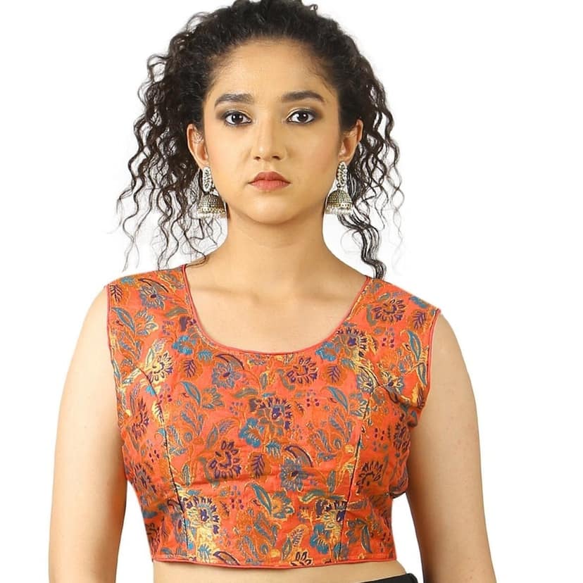 TheHangr Red Brocade Flower Print Blouse - 36