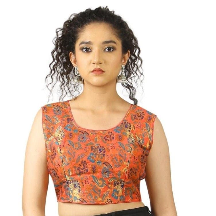 TheHangr Red Brocade Flower Print Blouse - 36 view 2