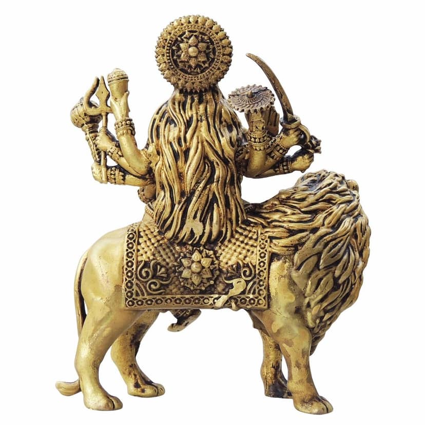 Brass Durga Ji God Idol - Premium Antique Finish Decorative Showpiece, Height : 5.2 Inch (BSMAS1732 G) view 3