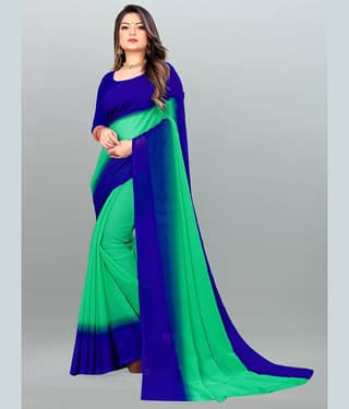 ANAND SAREES Georgette Colorblock Saree With Unstitched Blouse Piece ( Red )