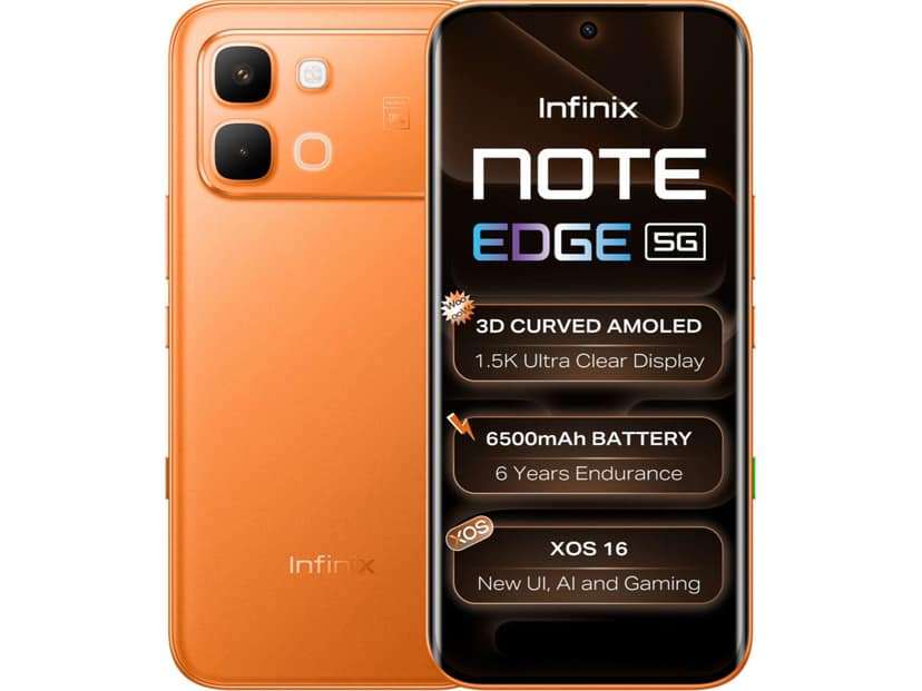 Infinix Note Edge Smartphone, 8GB RAM, 128GB Storage - Solar Orange