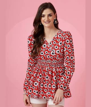 Sheetal associates Women's Crepe Regular Top ( Red )