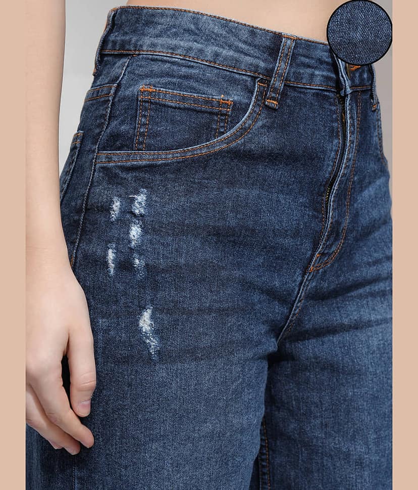 Tokyo Talkies Women's Wide Leg High-Rise Jeans ( Light Blue ) view 5
