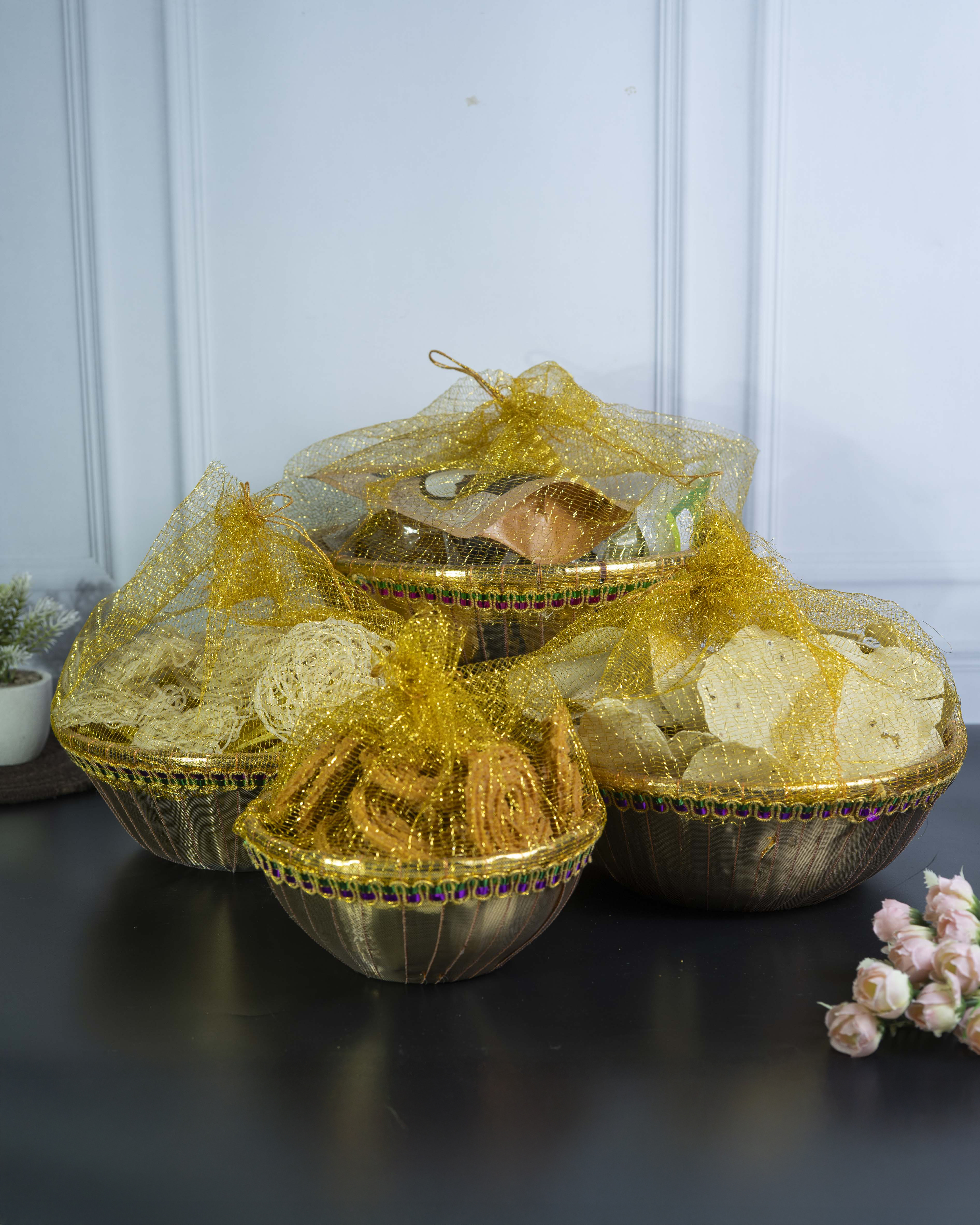 Handcrafted Rukhvat Basket | Traditional Maharashtrian Wedding Décor & Gift Basket.