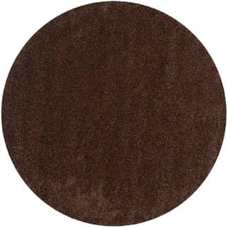 GALLERY HOME Silky Smooth Anti-Skid Shaggy Round Carpet with 2 inch Thickness (9 x 9 Round, Brown T4)