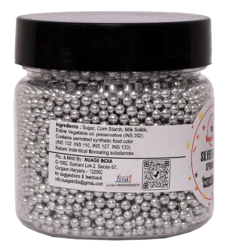 foodfrillz Silver Balls cake Sprinkles,100 g | for cake decoration | Silver Dragees | Cake Toppers Balls view 2
