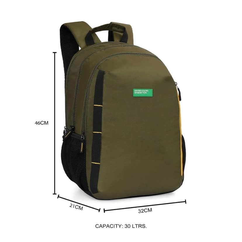 United Colors of Benetton Fabio 30L Backpack, Water-Resistant, 3-Compartment Design, Stylish & Functional for College & Travel, with 1-Year Warranty view 2
