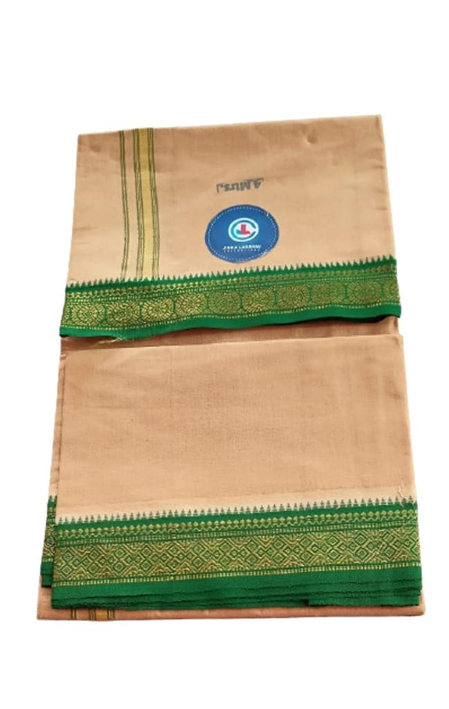 Jinka Lakshmi Collections 100% Handloom Cotton Dhoti With Big Borders 4 Meters Unstitched Pack of 2 (Multicolor-6) view 5