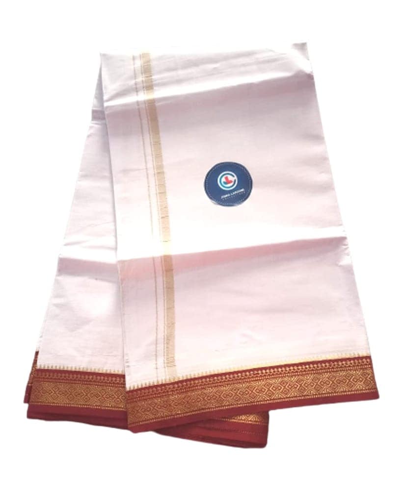 Jinka Lakshmi Collections 100% Handloom Cotton Dhoti With Big Borders 4 Meters Unstitched Pack of 2 (Multicolor-6) view 7