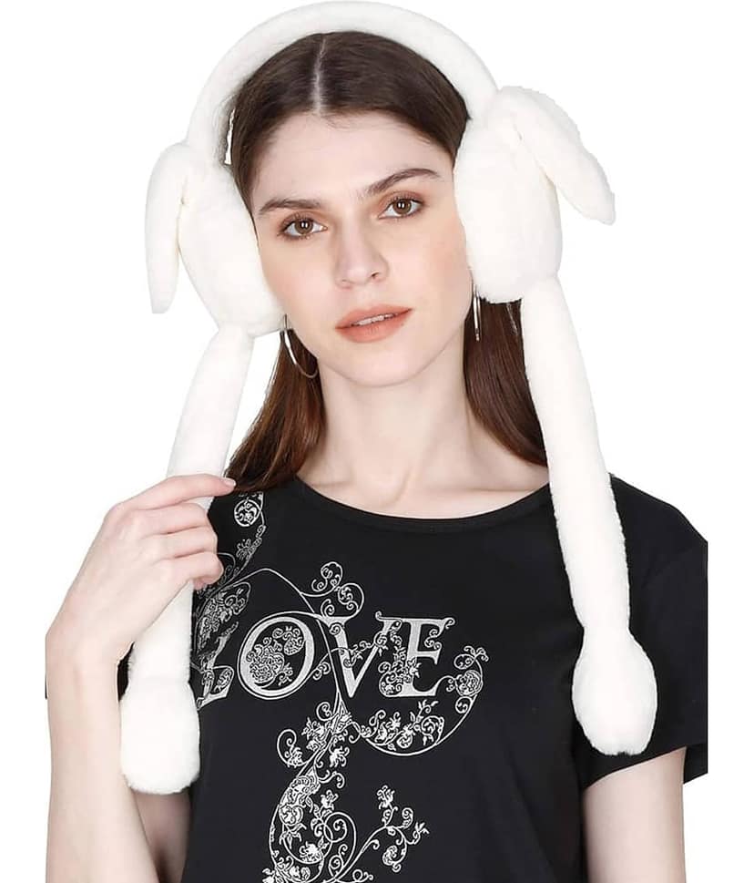 QMKT Premium Winter Ear Cap Outdoor Wear Fur Earmuffs Multi Color Cotton Blend Women's Hat ( Pack of 1 )