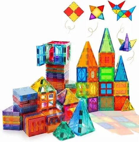 Bekin 26 Piece Magnetic Tiles, Clear 3D Building Blocks for Kids 3+|No-Limit scalable Builds, Hands-on Magnet Polarity Fun, Family Group Play, Quick Assemble & Store, Shape & Color Recognition view 2
