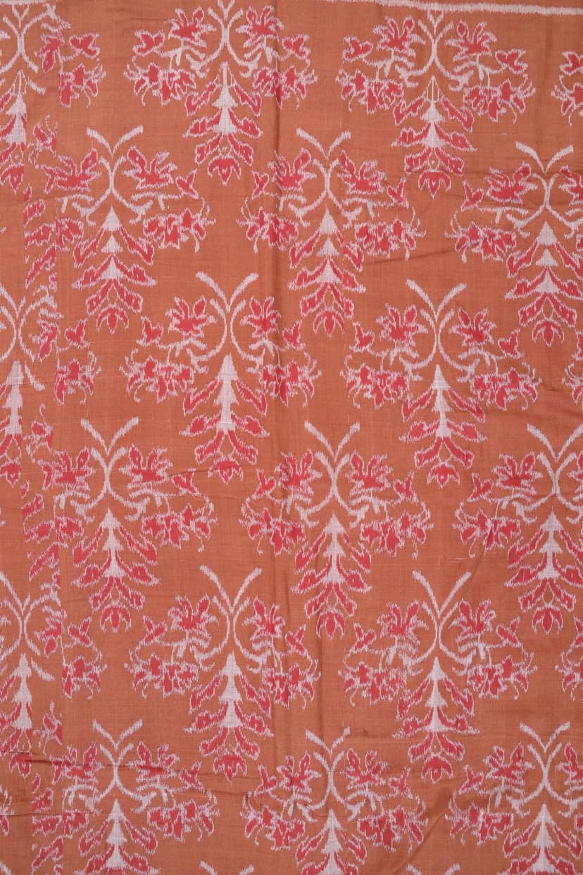 Sambhalpuri Elegant Brown Floral Ikkat silk cotton Fabric -GI Tagged view 3