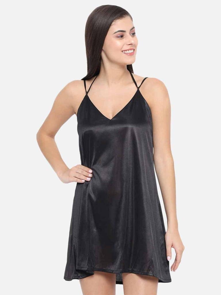 Solid Black Honeymoon Bridal Bikini Dress and Hot Babydoll Nightdress B37K view 4