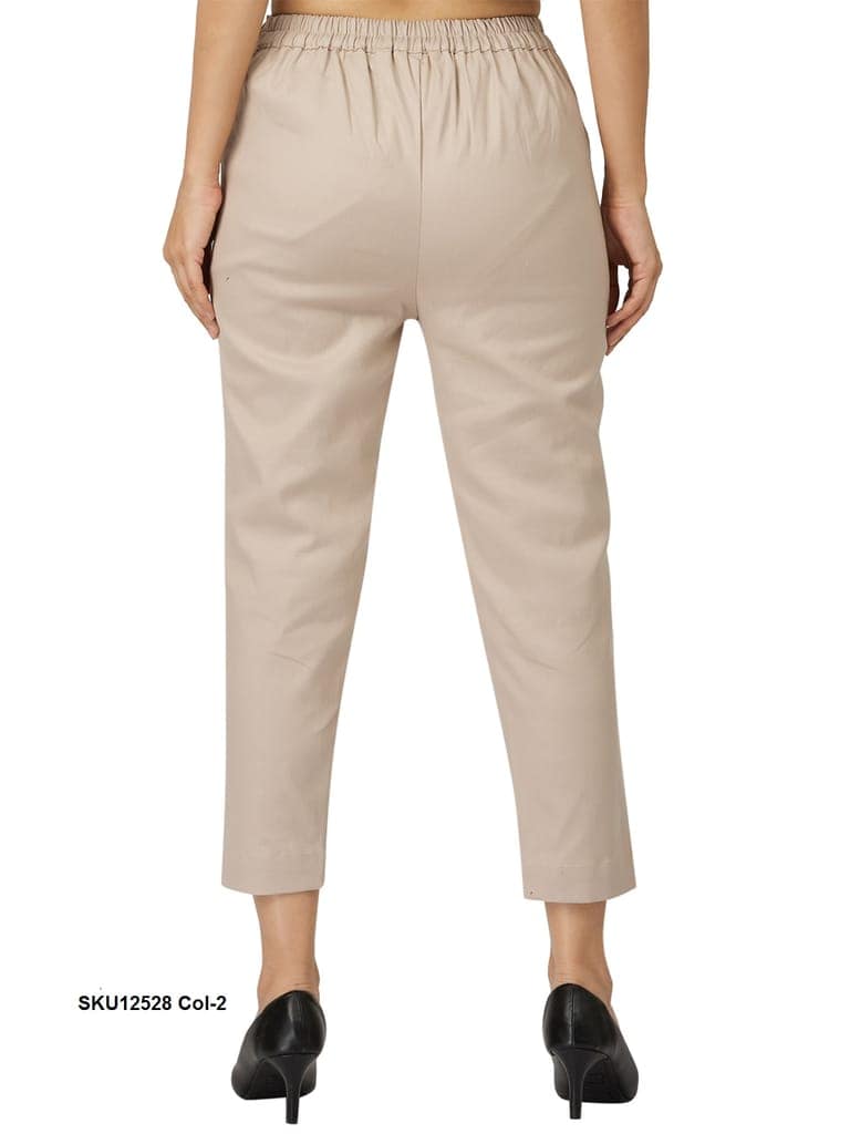 Stylish Dark Blue Cotton Ankle-Length Pants for Women view 9