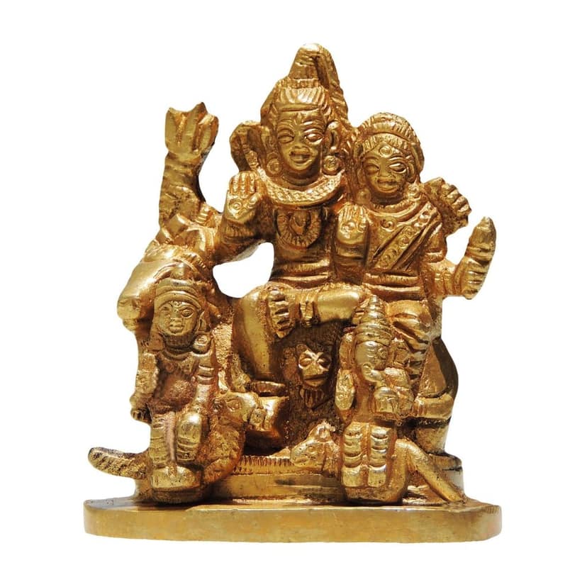 Brass Shiv Parivar Small Idol - Compact Home Temple Murti, Height : 3 Inch (BSMAS346) view 2
