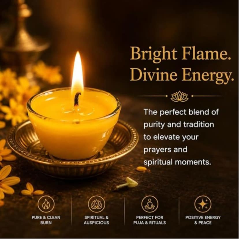 Pure Ghee Cotton Wicks Diya Batti - Ready Ghee Diyas for Pooja | Long Lasting Aarti Use | Temple Daily Worship (50 Pieces) view 4