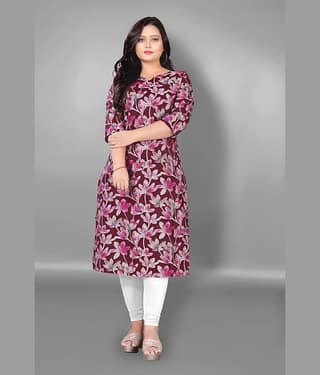 Hetsa Pack of 1 Chanderi Printed Straight Women's Kurti - ( Blue )