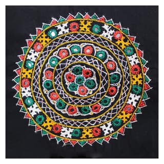 Garvi Gurjari (A Gujarat Govt Enterprise) Cotton Multicolor Hand Embroidered Patch with Mirror Work(GGCMEP62)