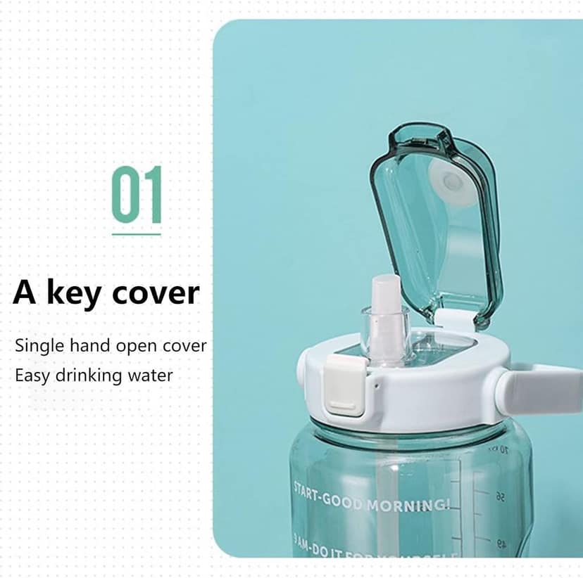 3-in-1 Motivational Water Bottle Combo Set (2000ML, 1000ML, 500ML) | Leakproof BPA-Free Bottles with Time Marker, Straw & Sipper | Gym, Office, Travel, Sports Bottles (Transparent, Durable) view 2