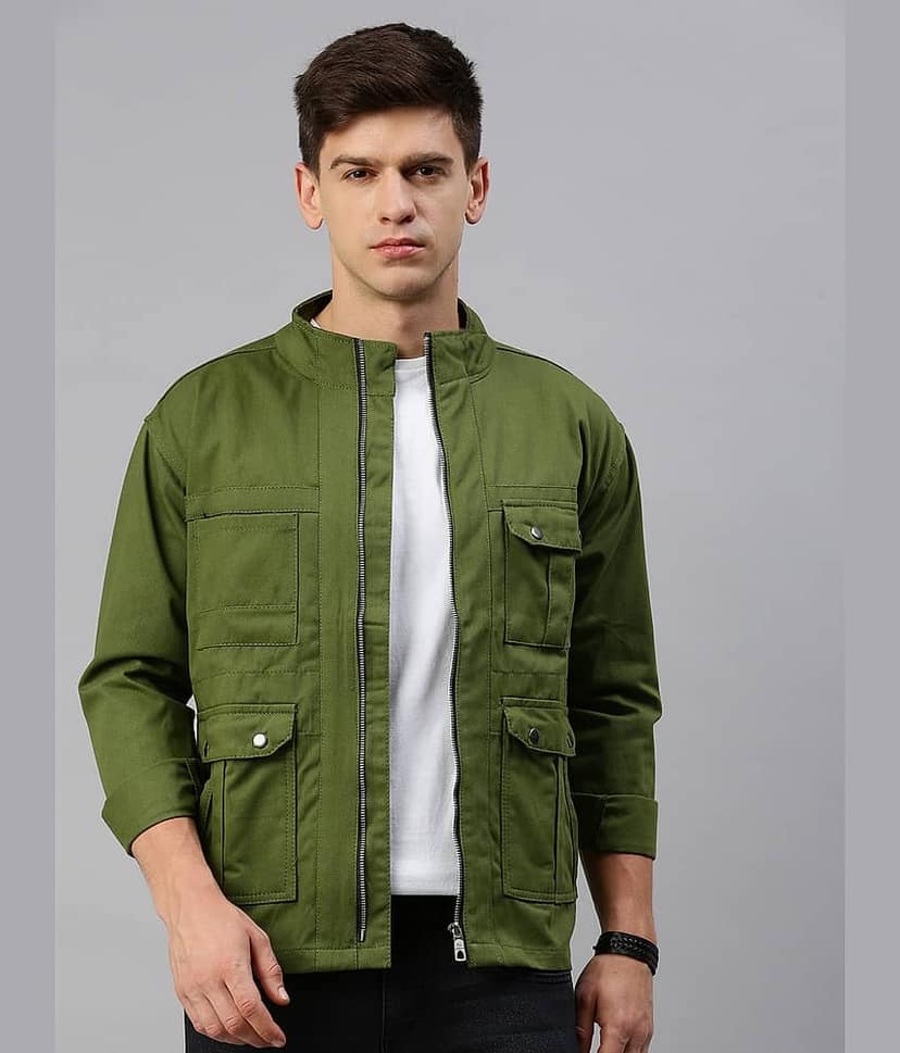 VOXATI Denim Men's Denim Jacket - Olive ( Pack of 1 )
