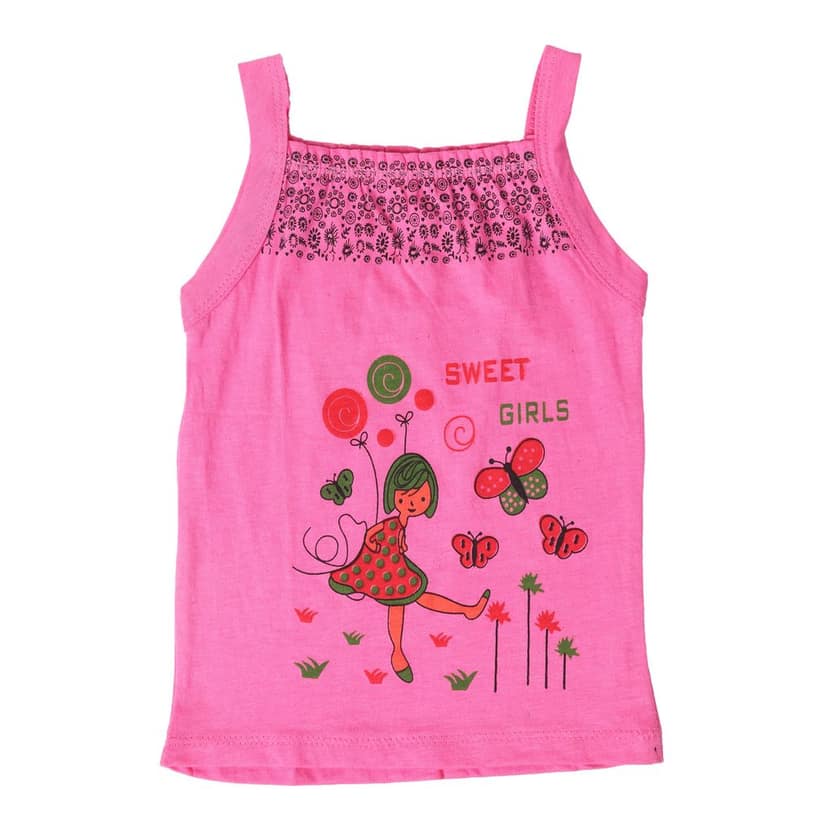 Cottage Industry Cotton Vest Combo Sleeveless Printed Inners for Girls Camisole - Multicolor (Pack of 6) view 3