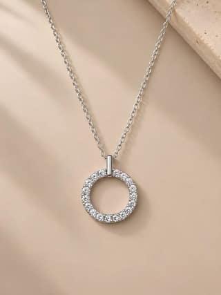 Axora Life 925 Sterling Silver Sparkling Circle Pendant with Chain