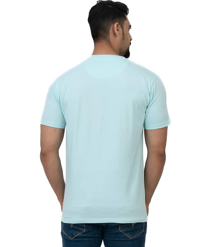 Cotstyle Pack of 1 Cotton Regular Fit Men's T-Shirt ( Sky Blue ) view 2