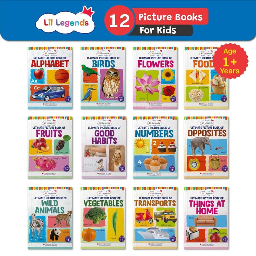 Oswaal Lil Legends Set Of 12 Picture Books Collection Of Early Learning For 1+ Year Old Kids, To Learn About Alphabet, Birds, Flowers, Foods, Fruits And More [Product Bundle] Oswaal Editorial Board