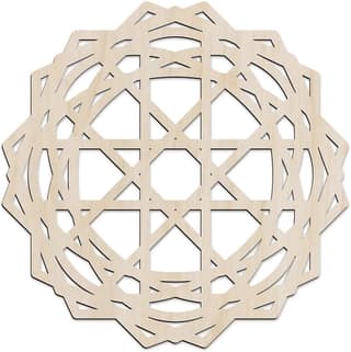 Haoser Mandala Wooden Wall Art, Traditional Star Ornament Polygonal Details, Birch Wood Plywood Rustic Wall Art Accent for Hallway Bedroom Living Room Cafes and Offices (Mandala Design-13_30CM)