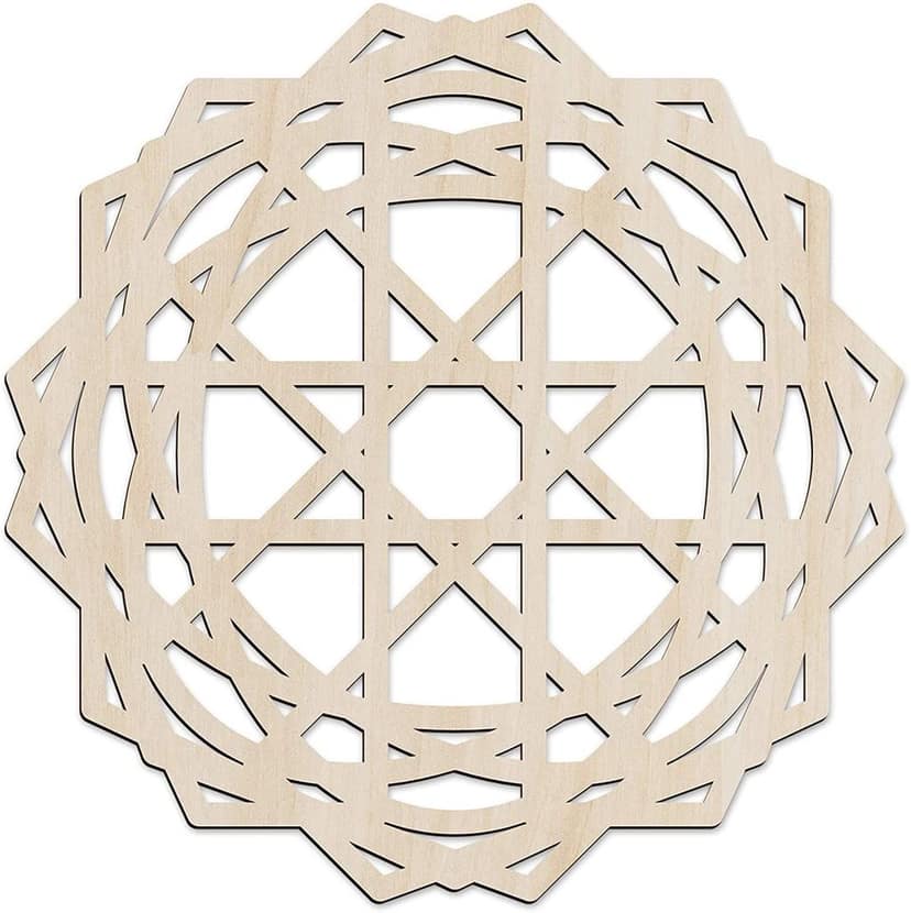 Haoser Mandala Wooden Wall Art, Traditional Star Ornament Polygonal Details, Birch Wood Plywood Rustic Wall Art Accent for Hallway Bedroom Living Room Cafes and Offices (Mandala Design-13_30CM)