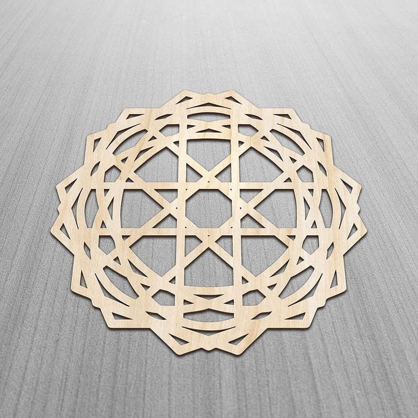 Haoser Mandala Wooden Wall Art, Traditional Star Ornament Polygonal Details, Birch Wood Plywood Rustic Wall Art Accent for Hallway Bedroom Living Room Cafes and Offices (Mandala Design-13_30CM) view 2