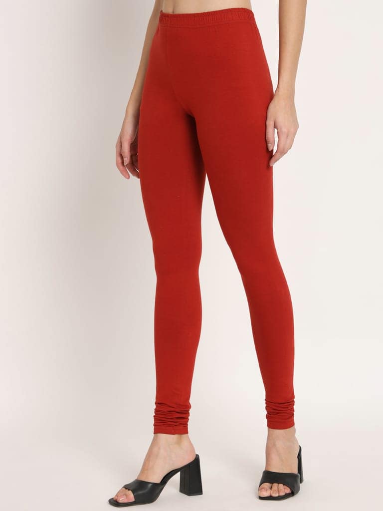 SOFT COLORS Women's Skinny Fit Ethnic Wear Churidar Leggings (Rust) view 3