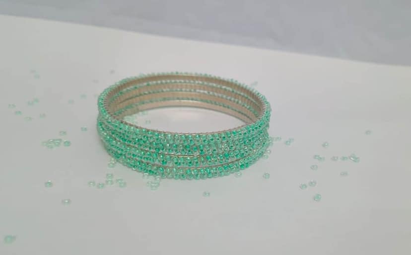 Light Green Bead Bangles view 2