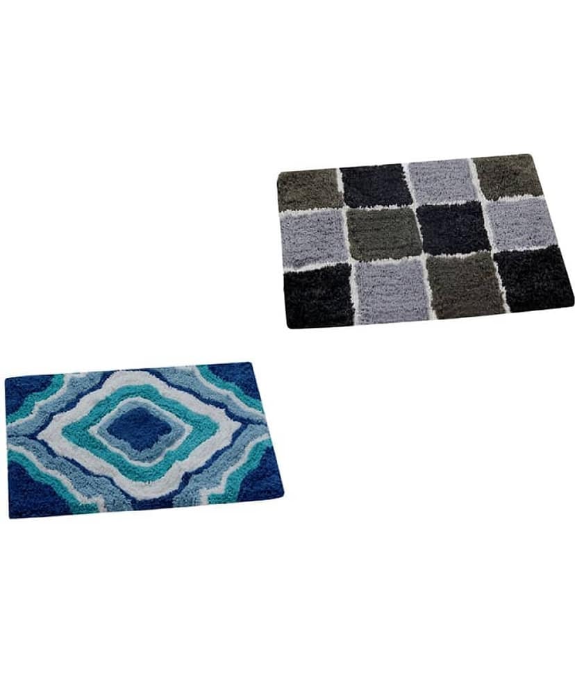 Aazeem Antiskid Cotton Door Mat ( 60 X 40 cm ) Set of 2 Aqua view 2