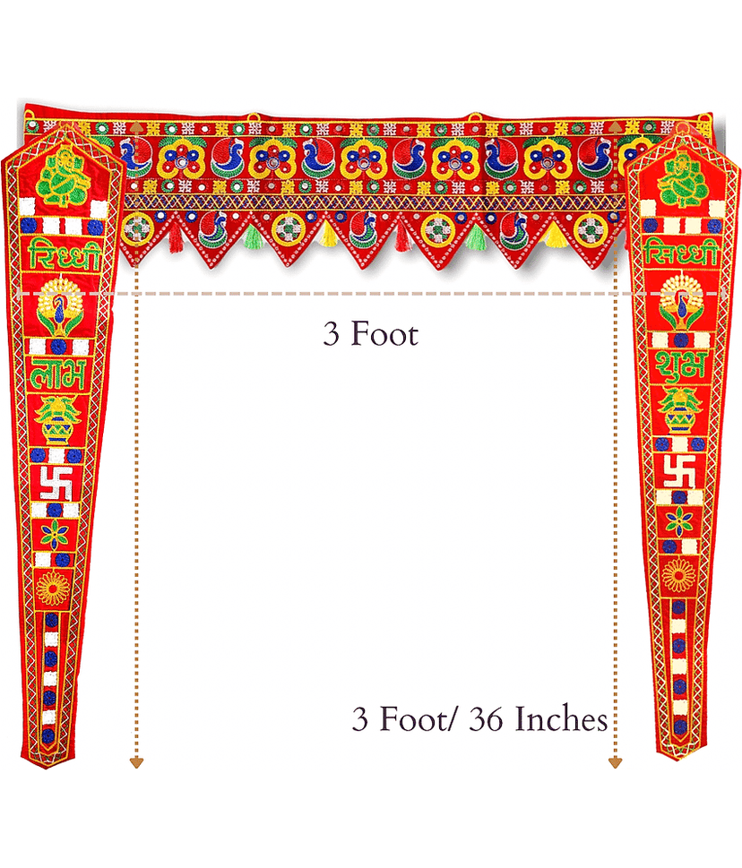 TORNORY Traditional Bandarwal Toran 3 ft Multi ( Pack of 3 ) view 2