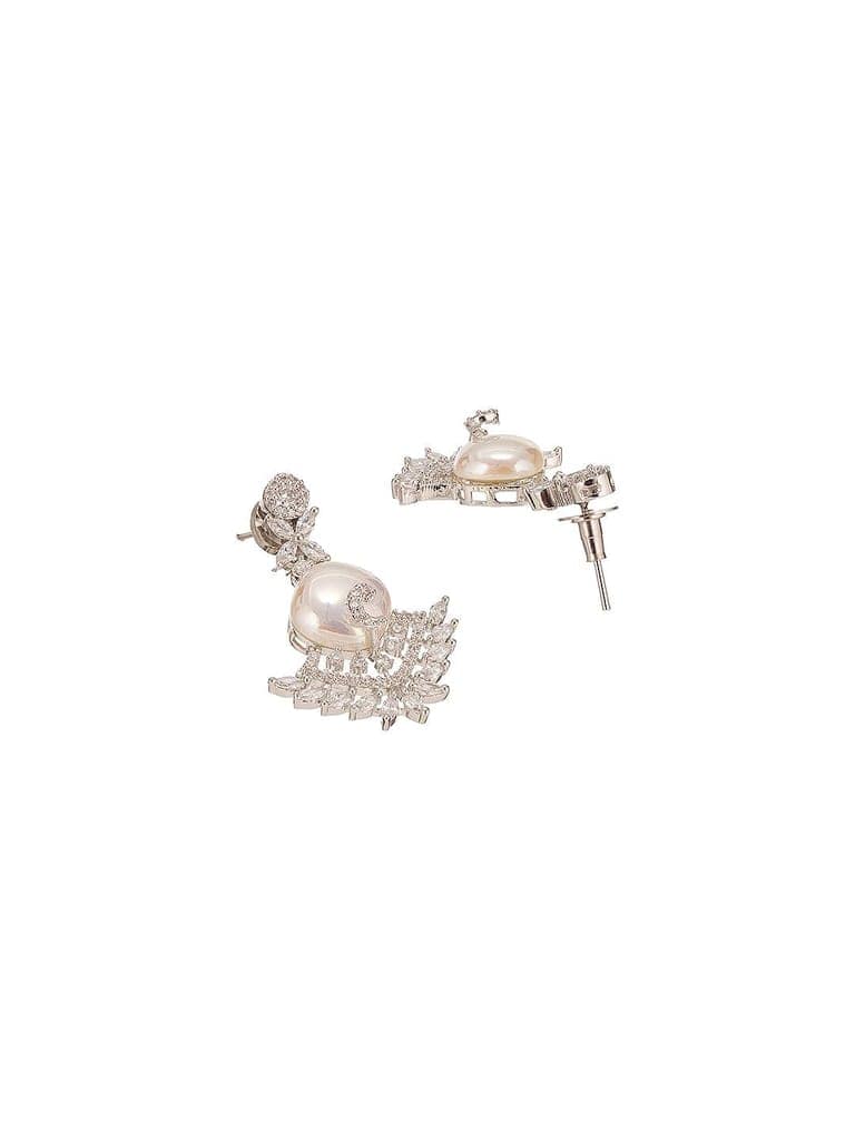 Silver Plated AD & Pearl Studded Designer Cocktail Jewellery Set view 6