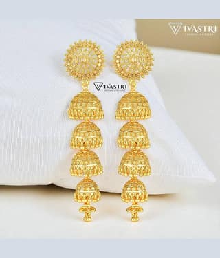 VIVASTRI Golden Jhumki Earrings ( Pack of 1 )