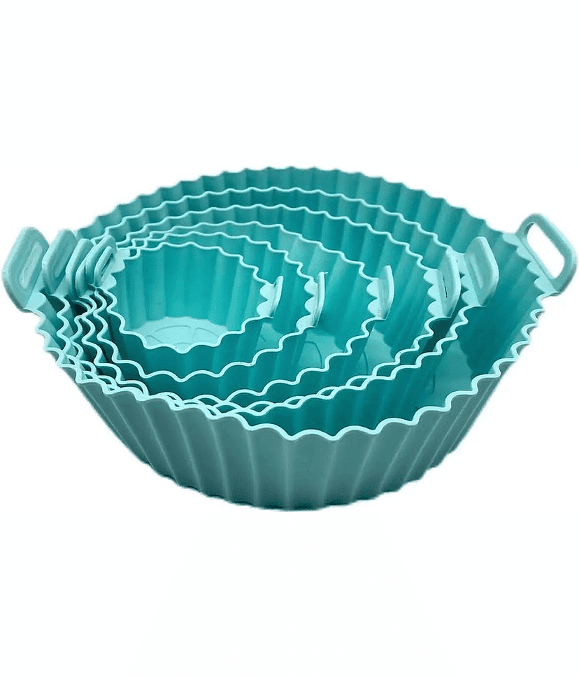 6 pcs. Reusable Air Fryer Silicone Pot Liners | Non-Stick Heat-Resistant Basket Baking Trays | Airfryer Oven Accessories | Dishwasher Safe | Multicolor | (Pack of 1)