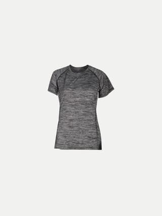 Women Grey Melange Half Sleeve Crew Neck T-shirt
