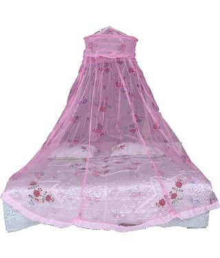 Riddhi Mosquito Net, Machardani Purple Polyester Square Printed Mosquito Net, Machardani With Border