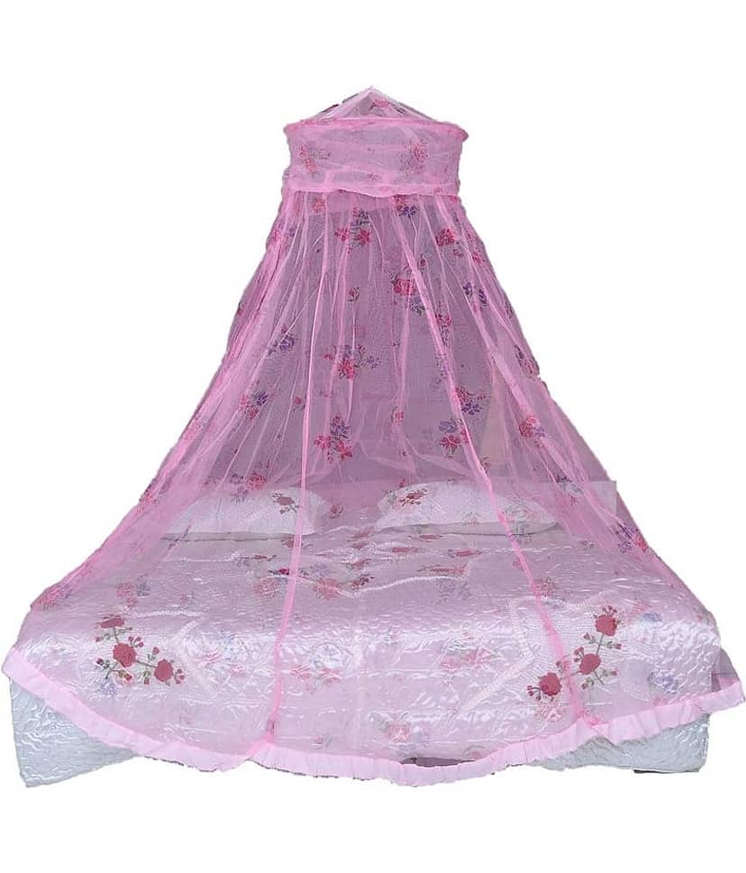 Riddhi Mosquito Net, Machardani Purple Polyester Square Printed Mosquito Net, Machardani With Border