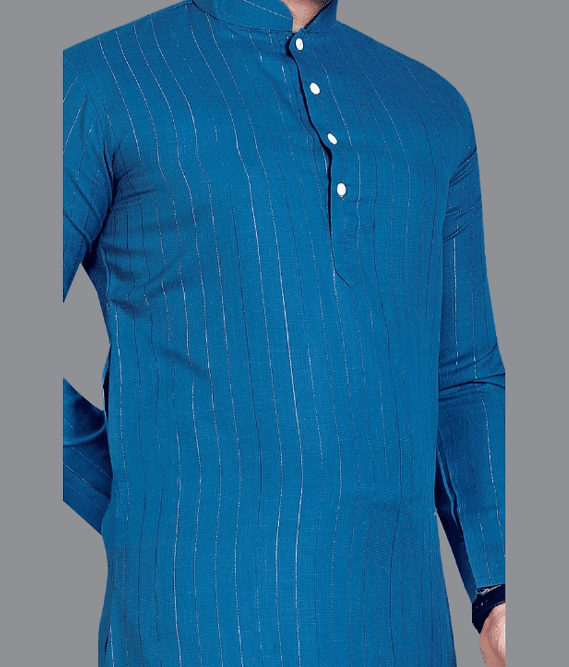 YUG ART - Blue Cotton Blend Regular Fit Men's Kurta Pyjama Set ( Pack of 1 ) view 2