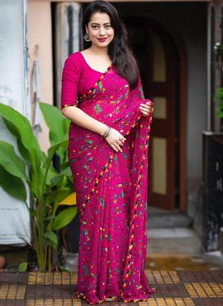 Warli Printed Georgette Saree with Blouse