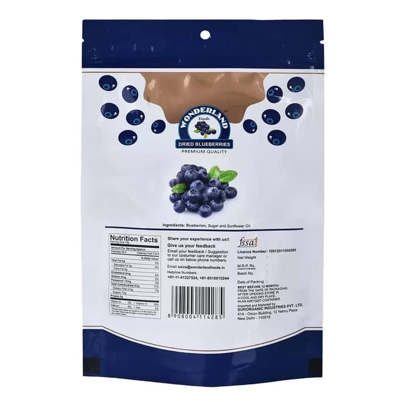 Wonderland Foods - Californian Whole & Dried Blueberry 150g Pouch view 8