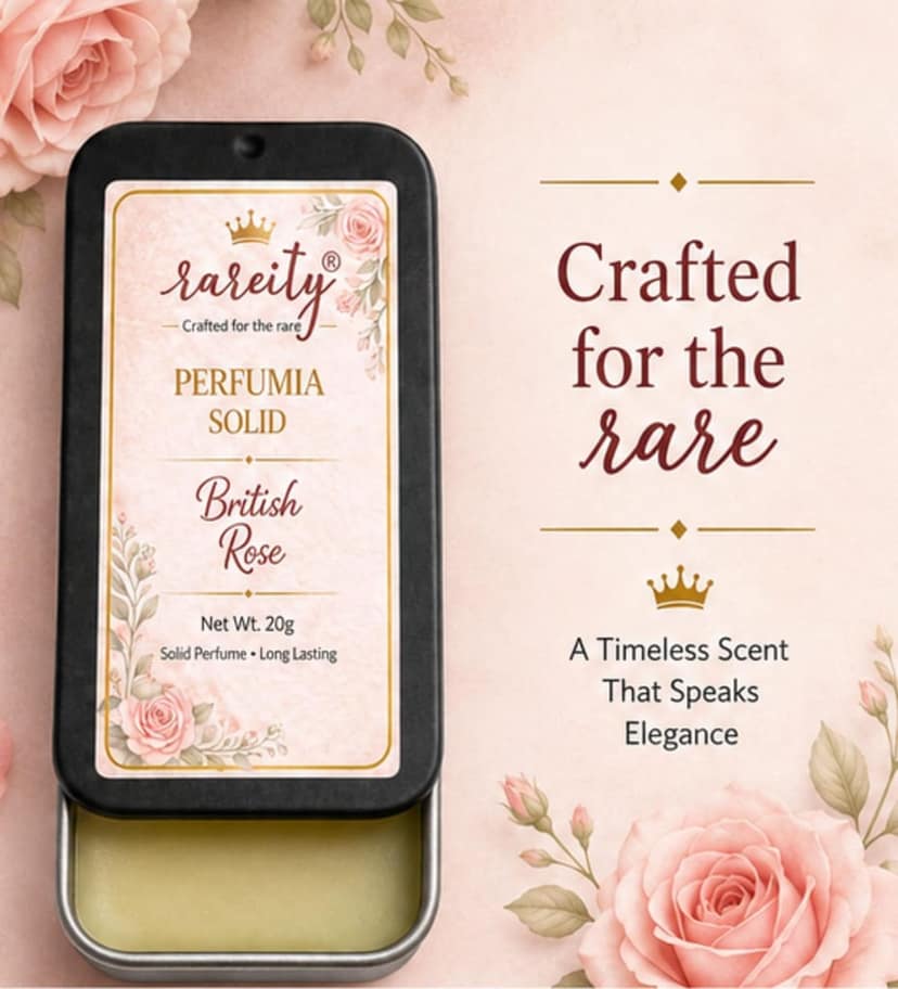 Rareity Solid Perfume – British Rose Fragrance | Long Lasting Natural Balm Perfume | Travel-Friendly Pocket Perfume | Alcohol-Free | 20g view 2
