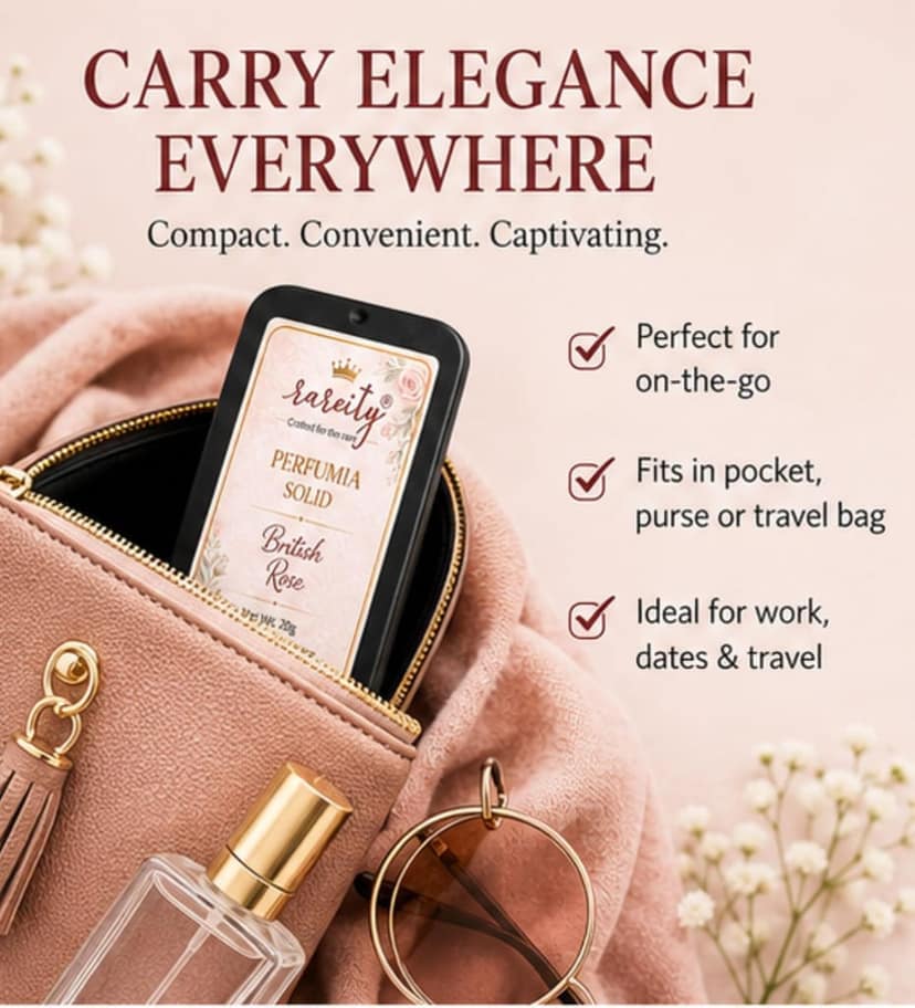 Rareity Solid Perfume – British Rose Fragrance | Long Lasting Natural Balm Perfume | Travel-Friendly Pocket Perfume | Alcohol-Free | 20g view 4