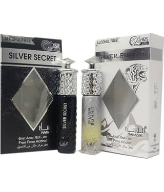 MANASIK SILVER SECRET SILVER SUMMIT Concentrated Attar Roll On 6ml . ( COMBO SET )