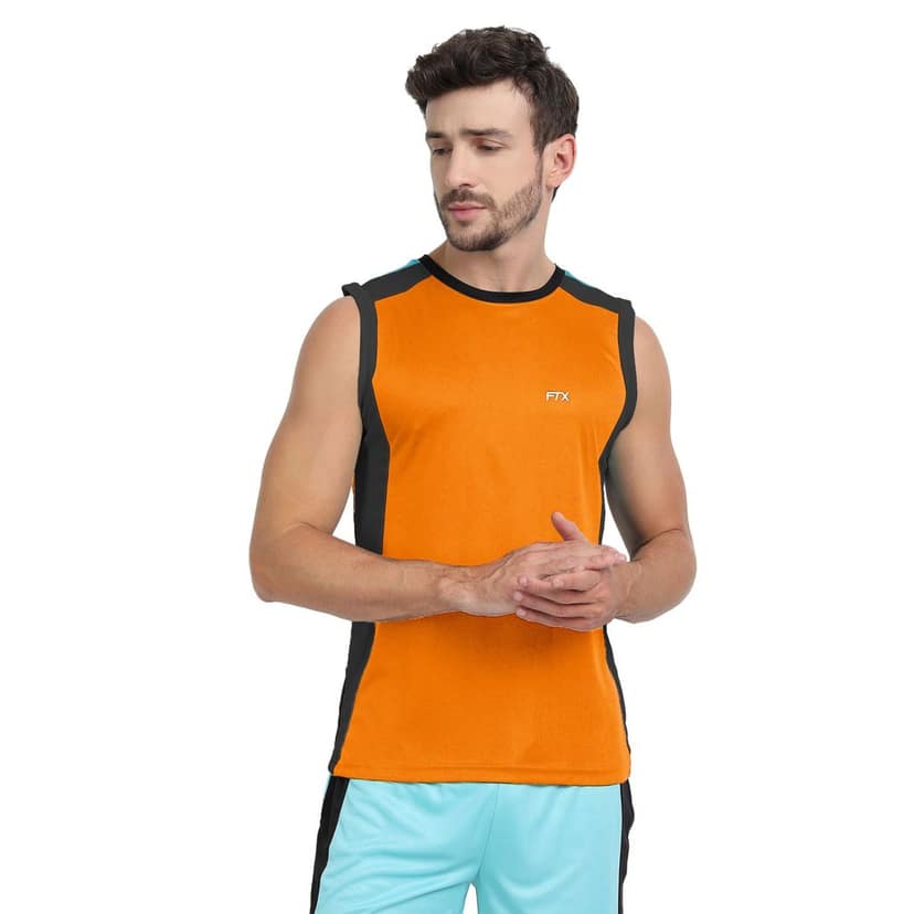 FTX Men Colorblock Round Neck Sleeveless Tshirt